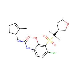 CC1=CCC[C@H]1NC(=O)Nc1ccc(Cl)c(S(=O)(=O)C(C)(C)[C@H]2CCOC2)c1O ZINC001772578450