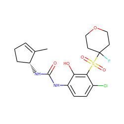 CC1=CCC[C@H]1NC(=O)Nc1ccc(Cl)c(S(=O)(=O)C2(F)CCOCC2)c1O ZINC001772643276