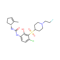 CC1=CCC[C@H]1NC(=O)Nc1ccc(Cl)c(S(=O)(=O)C2CCN(CCF)CC2)c1O ZINC001772657758