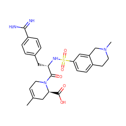 CC1=CCN(C(=O)[C@H](Cc2ccc(C(=N)N)cc2)NS(=O)(=O)c2ccc3c(c2)CN(C)CC3)[C@@H](C(=O)O)C1 ZINC000027085808