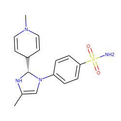 CC1=CN(c2ccc(S(N)(=O)=O)cc2)[C@@H](C2C=CN(C)C=C2)N1 ZINC001772599585