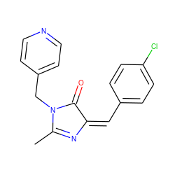 CC1=N/C(=C/c2ccc(Cl)cc2)C(=O)N1Cc1ccncc1 ZINC000084602874