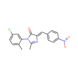 CC1=N/C(=C\c2ccc([N+](=O)[O-])cc2)C(=O)N1c1cc(Cl)ccc1C ZINC000005125897