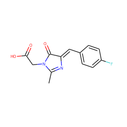 CC1=N/C(=C\c2ccc(F)cc2)C(=O)N1CC(=O)O ZINC001772606212