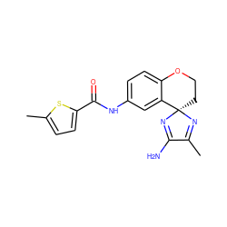 CC1=N[C@@]2(CCOc3ccc(NC(=O)c4ccc(C)s4)cc32)N=C1N ZINC000169708521