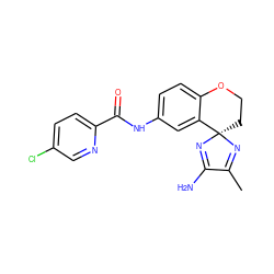 CC1=N[C@@]2(CCOc3ccc(NC(=O)c4ccc(Cl)cn4)cc32)N=C1N ZINC000169708513