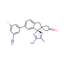 CC1=N[C@@]2(N=C1N)c1cc(-c3cc(F)cc(C#N)c3)ccc1CC21CCC(=O)CC1 ZINC000169708786