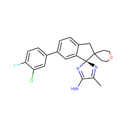 CC1=N[C@@]2(N=C1N)c1cc(-c3ccc(F)c(Cl)c3)ccc1CC21CCOCC1 ZINC000169708590