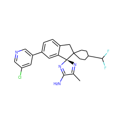 CC1=N[C@@]2(N=C1N)c1cc(-c3cncc(Cl)c3)ccc1CC21CCC(C(F)F)CC1 ZINC000169708827