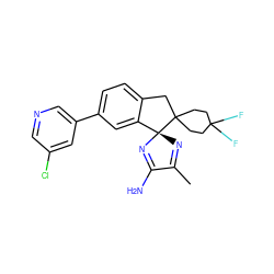 CC1=N[C@@]2(N=C1N)c1cc(-c3cncc(Cl)c3)ccc1CC21CCC(F)(F)CC1 ZINC000169708599