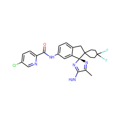 CC1=N[C@@]2(N=C1N)c1cc(NC(=O)c3ccc(Cl)cn3)ccc1CC21CCC(F)(F)CC1 ZINC000169708603