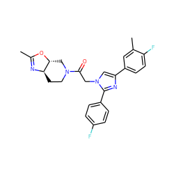 CC1=N[C@@H]2CCN(C(=O)Cn3cc(-c4ccc(F)c(C)c4)nc3-c3ccc(F)cc3)C[C@H]2O1 ZINC000096284547