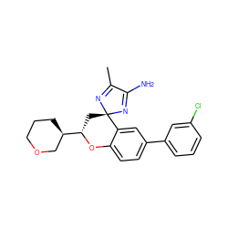 CC1=N[C@]2(C[C@@H]([C@@H]3CCCOC3)Oc3ccc(-c4cccc(Cl)c4)cc32)N=C1N ZINC000169708644