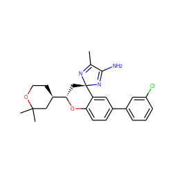 CC1=N[C@]2(C[C@@H]([C@@H]3CCOC(C)(C)C3)Oc3ccc(-c4cccc(Cl)c4)cc32)N=C1N ZINC000169708659