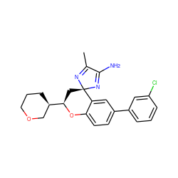 CC1=N[C@]2(C[C@H]([C@@H]3CCCOC3)Oc3ccc(-c4cccc(Cl)c4)cc32)N=C1N ZINC000166379587