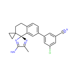 CC1=N[C@]2(N=C1N)c1cc(-c3cc(Cl)cc(C#N)c3)ccc1CCC21CC1 ZINC000211024085