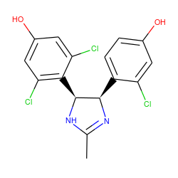 CC1=N[C@H](c2ccc(O)cc2Cl)[C@H](c2c(Cl)cc(O)cc2Cl)N1 ZINC000013559437