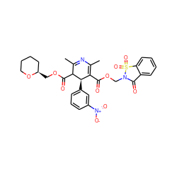 CC1=NC(C)=C(C(=O)OCN2C(=O)c3ccccc3S2(=O)=O)[C@@H](c2cccc([N+](=O)[O-])c2)C1C(=O)OC[C@@H]1CCCCO1 ZINC000026486369