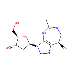 CC1=NC[C@@H](O)c2ncn([C@H]3C[C@H](O)[C@@H](CO)O3)c2N1 ZINC000096902883