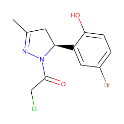 CC1=NN(C(=O)CCl)[C@H](c2cc(Br)ccc2O)C1 ZINC000653737440