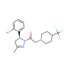 CC1=NN(C(=O)CN2CCC(C(F)(F)F)CC2)[C@H](c2ccccc2O)C1 ZINC000084605237