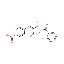 CC1=NN(C(=O)c2ccccc2O)C(=O)/C1=C/c1ccc([N+](=O)[O-])cc1 ZINC000100807865