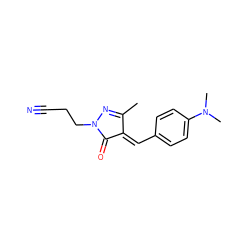 CC1=NN(CCC#N)C(=O)/C1=C/c1ccc(N(C)C)cc1 ZINC000033409669