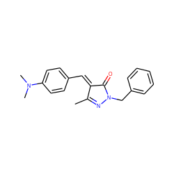 CC1=NN(Cc2ccccc2)C(=O)/C1=C/c1ccc(N(C)C)cc1 ZINC000000259977