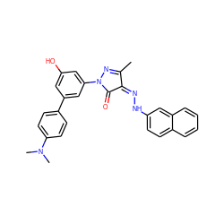 CC1=NN(c2cc(O)cc(-c3ccc(N(C)C)cc3)c2)C(=O)/C1=N\Nc1ccc2ccccc2c1 ZINC000299867538