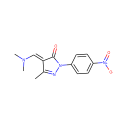 CC1=NN(c2ccc([N+](=O)[O-])cc2)C(=O)/C1=C/N(C)C ZINC000004311057