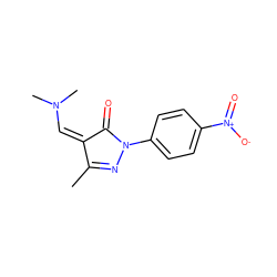 CC1=NN(c2ccc([N+](=O)[O-])cc2)C(=O)/C1=C\N(C)C ZINC000013154405