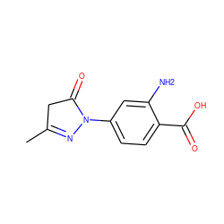 CC1=NN(c2ccc(C(=O)O)c(N)c2)C(=O)C1 ZINC000001125800