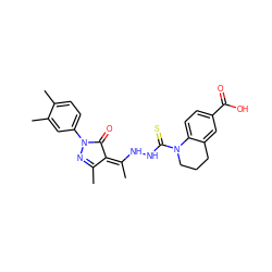 CC1=NN(c2ccc(C)c(C)c2)C(=O)/C1=C(/C)NNC(=S)N1CCCc2cc(C(=O)O)ccc21 ZINC000064548374