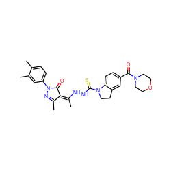 CC1=NN(c2ccc(C)c(C)c2)C(=O)/C1=C(/C)NNC(=S)N1CCc2cc(C(=O)N3CCOCC3)ccc21 ZINC000064548322