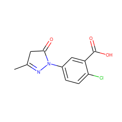 CC1=NN(c2ccc(Cl)c(C(=O)O)c2)C(=O)C1 ZINC000000290382