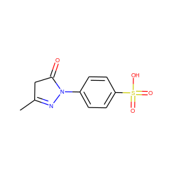 CC1=NN(c2ccc(S(=O)(=O)O)cc2)C(=O)C1 ZINC000004014675