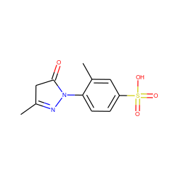 CC1=NN(c2ccc(S(=O)(=O)O)cc2C)C(=O)C1 ZINC000019228622