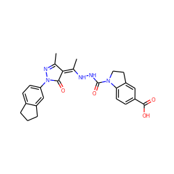 CC1=NN(c2ccc3c(c2)CCC3)C(=O)/C1=C(/C)NNC(=O)N1CCc2cc(C(=O)O)ccc21 ZINC000101366832