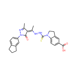 CC1=NN(c2ccc3c(c2)CCC3)C(=O)/C1=C(/C)NNC(=S)N1CCc2cc(C(=O)O)ccc21 ZINC000101366819