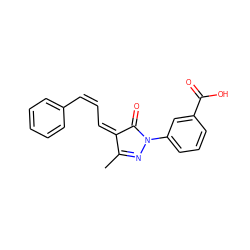 CC1=NN(c2cccc(C(=O)O)c2)C(=O)/C1=C\C=C/c1ccccc1 ZINC000013124908