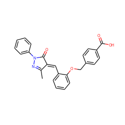 CC1=NN(c2ccccc2)C(=O)/C1=C/c1ccccc1OCc1ccc(C(=O)O)cc1 ZINC000100223725