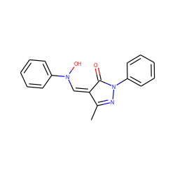 CC1=NN(c2ccccc2)C(=O)/C1=C\N(O)c1ccccc1 ZINC000013154737