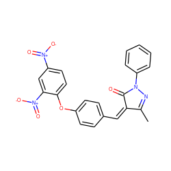 CC1=NN(c2ccccc2)C(=O)/C1=C\c1ccc(Oc2ccc([N+](=O)[O-])cc2[N+](=O)[O-])cc1 ZINC000008683025