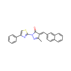 CC1=NN(c2nc(-c3ccccc3)cs2)C(=O)/C1=C/c1ccc2ccccc2c1 ZINC000223774721