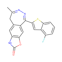 CC1=NN=C(c2cc3c(F)cccc3s2)c2cc3oc(=O)[nH]c3cc2C1 ZINC000169703948