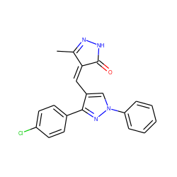 CC1=NNC(=O)/C1=C\c1cn(-c2ccccc2)nc1-c1ccc(Cl)cc1 ZINC000012574265