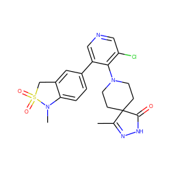 CC1=NNC(=O)C12CCN(c1c(Cl)cncc1-c1ccc3c(c1)CS(=O)(=O)N3C)CC2 ZINC000653850853