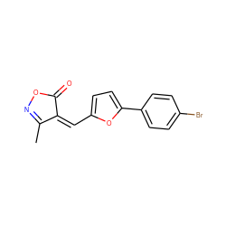 CC1=NOC(=O)/C1=C\c1ccc(-c2ccc(Br)cc2)o1 ZINC000013572498