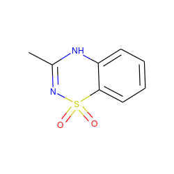 CC1=NS(=O)(=O)c2ccccc2N1 ZINC000005306601