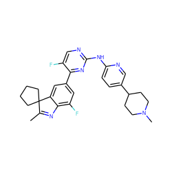 CC1=Nc2c(F)cc(-c3nc(Nc4ccc(C5CCN(C)CC5)cn4)ncc3F)cc2C12CCCC2 ZINC001569989233